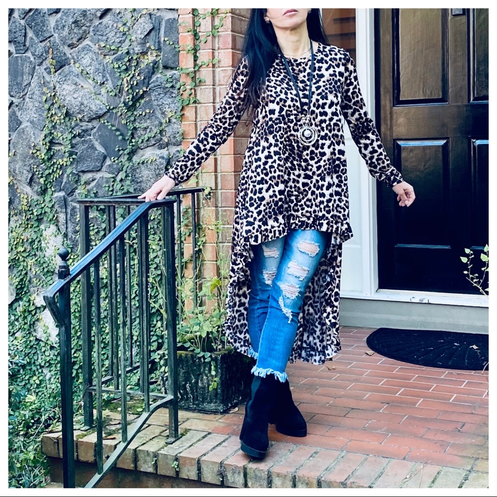 High low fabulous leopard ruffle hem tunic dress - Picture 11 of 12